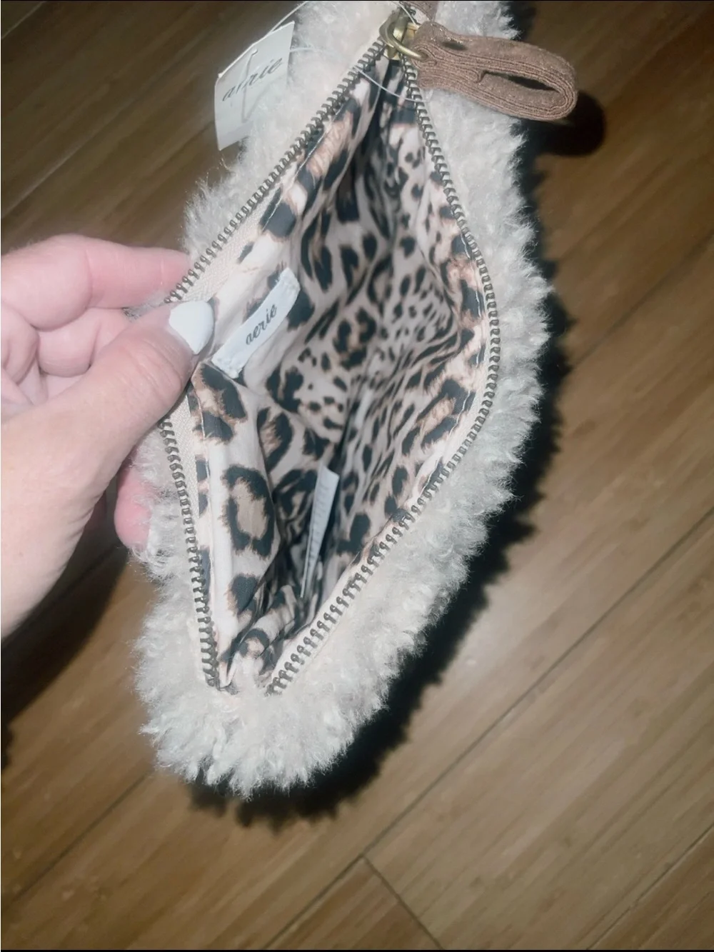 Aerie new furry soft clutch
